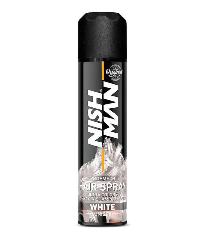 Spray colorant pentru par - Nish Man - Alb - 150 ml