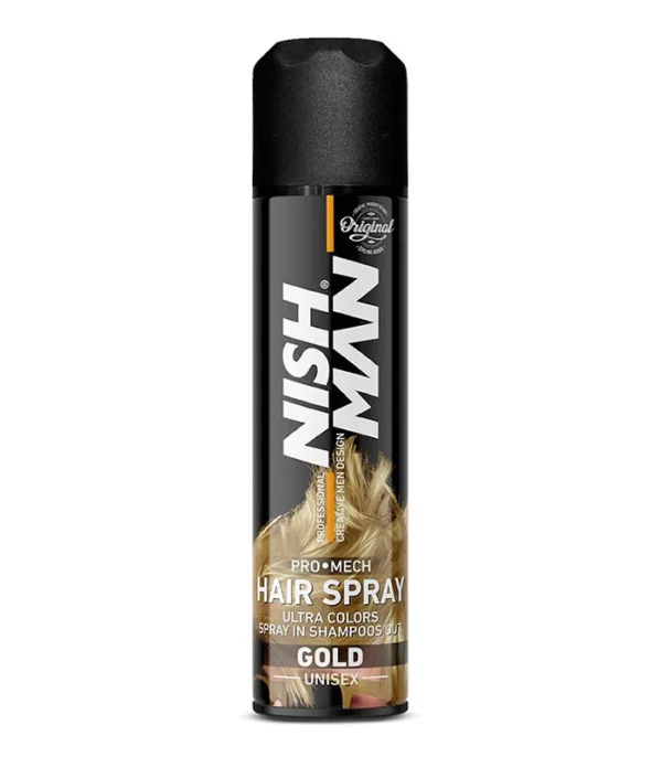Spray colorant pentru par - Nish Man - Auriu - 150 ml