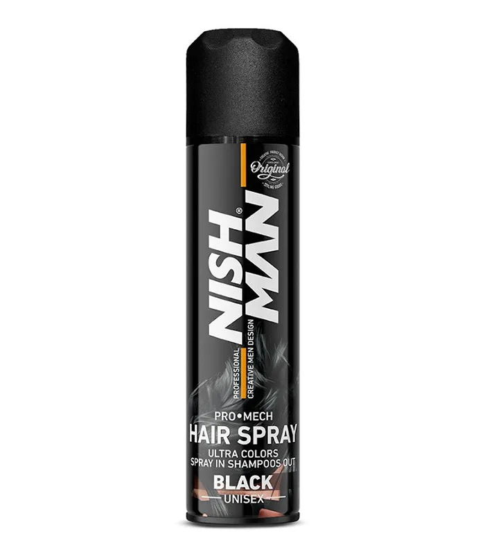 Spray colorant pentru par - Nish Man - Negru - 150 ml