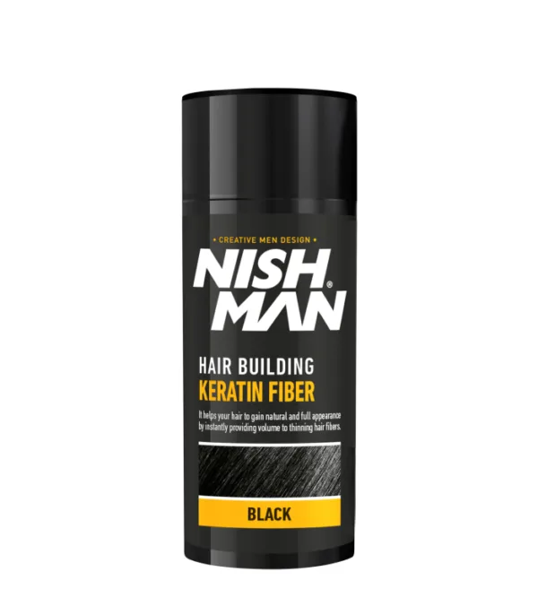 Pudra fiber pentru parul rar - Nish Man - Negru