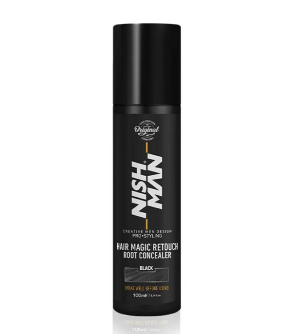 Spray colorant pentru par - Nish Man - Magic Retouch - Negru - 100ml